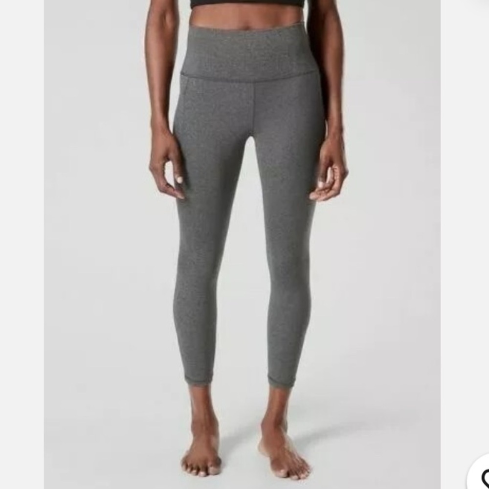 EUC Athleta Gray SALUTATION STASH POCKET II 7/8 TIGHT LARGE PETITE